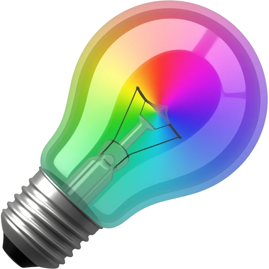 bulb with rgb color light emoji