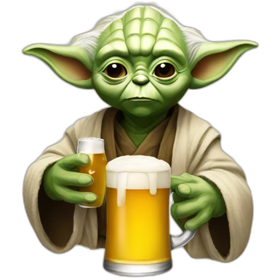 Yoda with one beer emoji