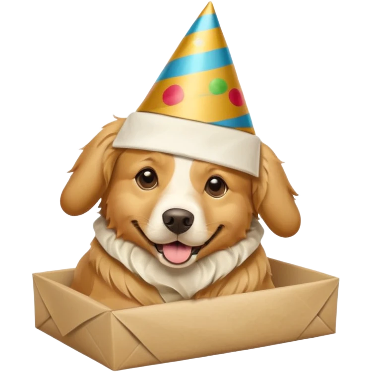 Dog in wrapped paper new yaer  emoji