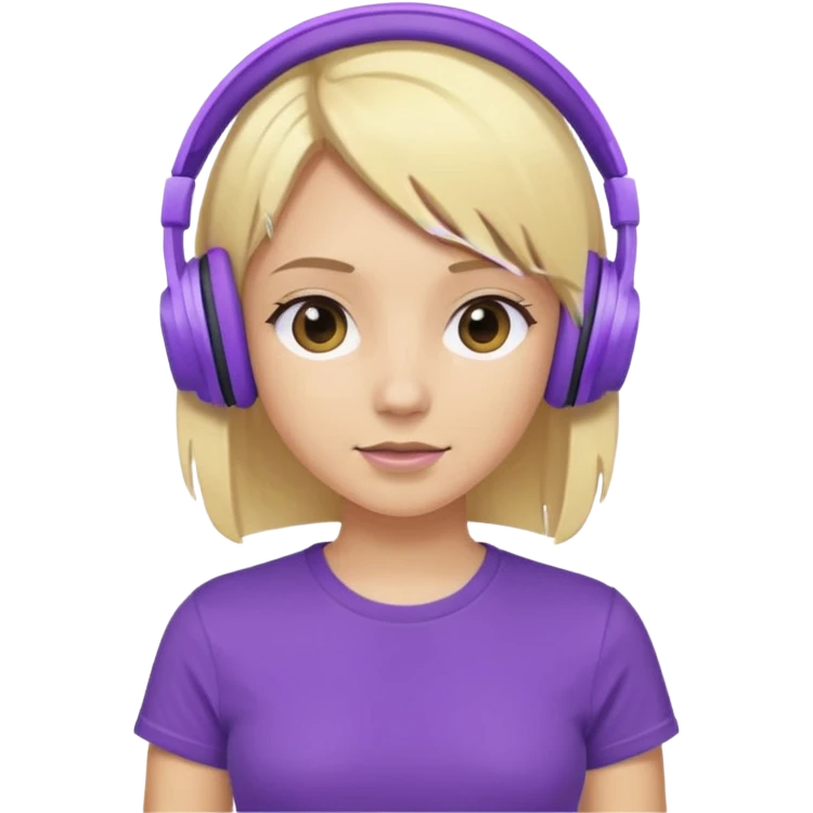 blonde girl with purple headphones and tshirt  emoji