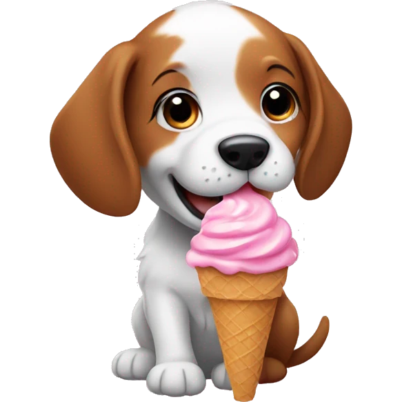 Puppy eating ice cream emoji