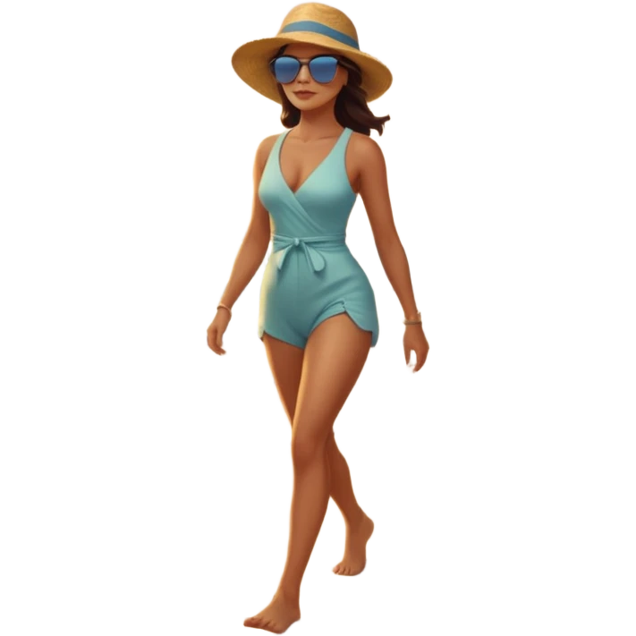 A strong woman walking alone on a serene beach at sunrise, waves touching her feet, feeling empowered and peaceful, cinematic lighting, inspirational mood, ultra-detailed, 8k” emoji