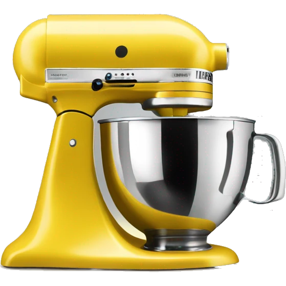 Realistic yellow kitchenaid mixer isolated.  emoji