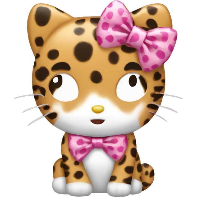 Hello kitty with a cheetah print bow emoji