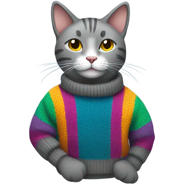 grey cat with sweater emoji