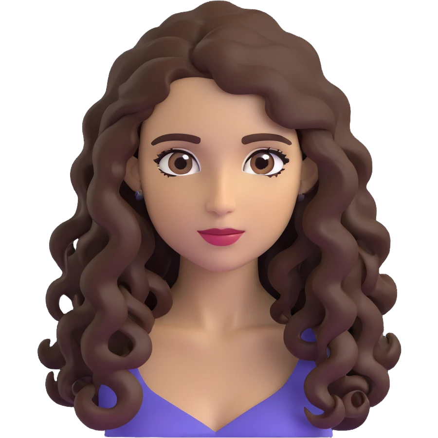 attractive Greek woman with long curly dark brown hair and light skin emoji