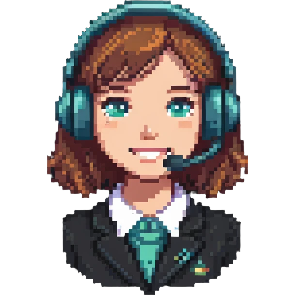 AI voice receptionist with headset, friendly expression emoji