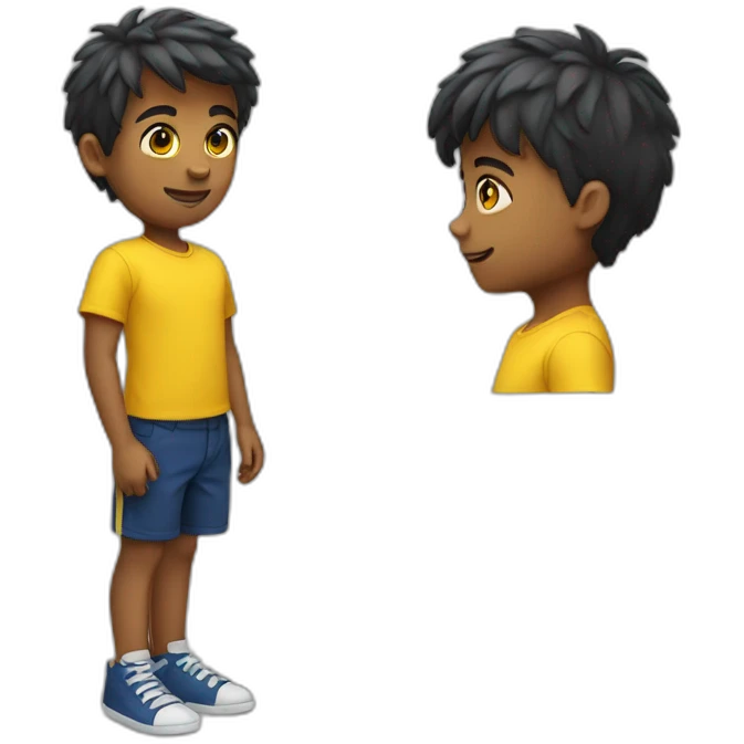 kid student wearing yellow shirt and deep blue shorts emoji