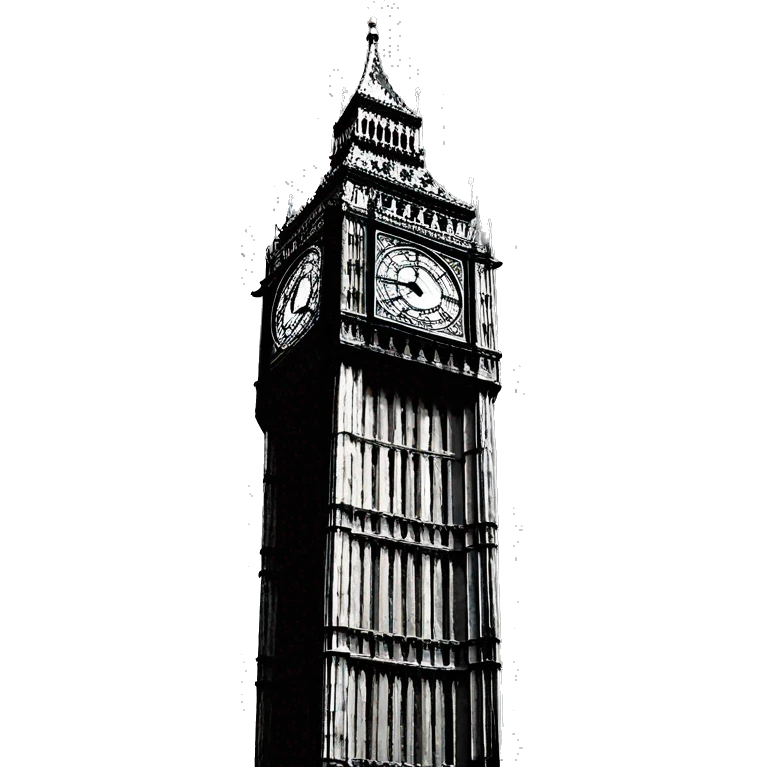 Big Ben in black and white emoji