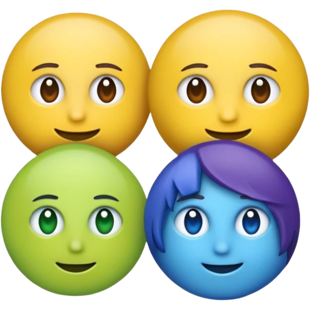 Bandera color azul amarillo morado y verde, seccionada en 4 emoji