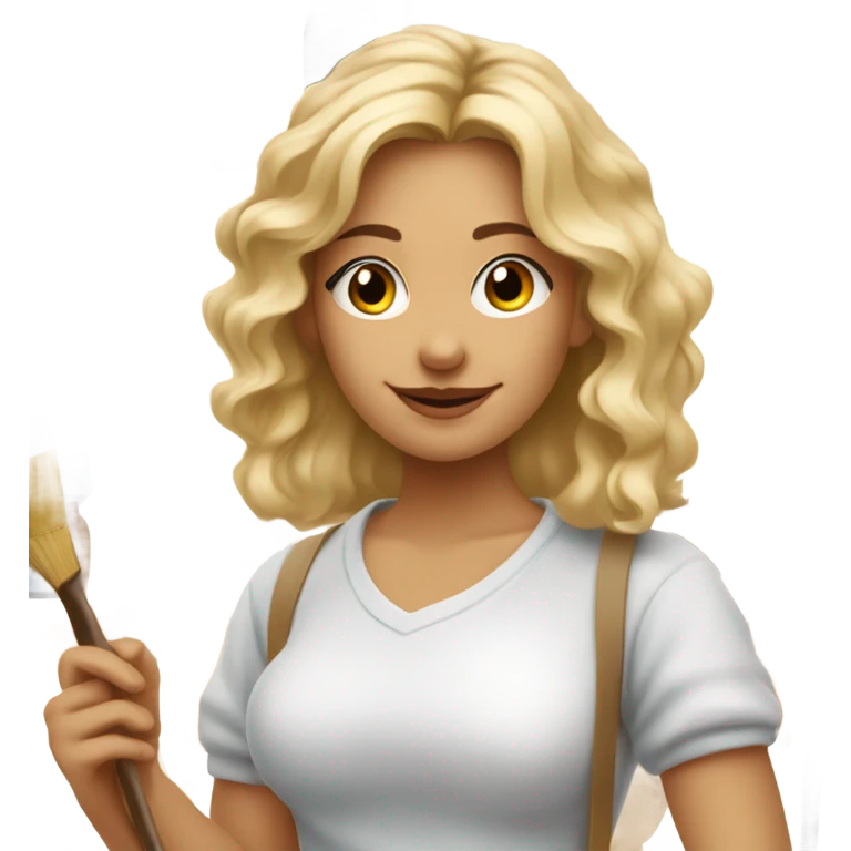 Blonde artist painting emoji
