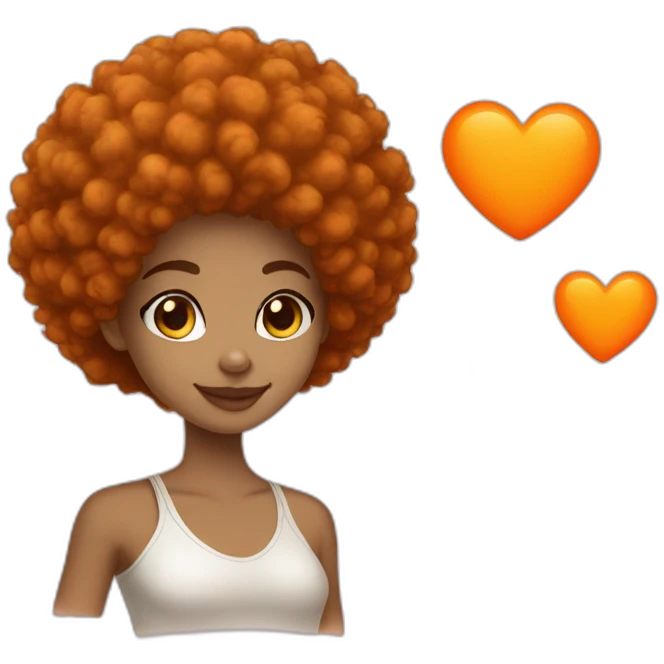 Light skin girl afro orange with handheart emoji