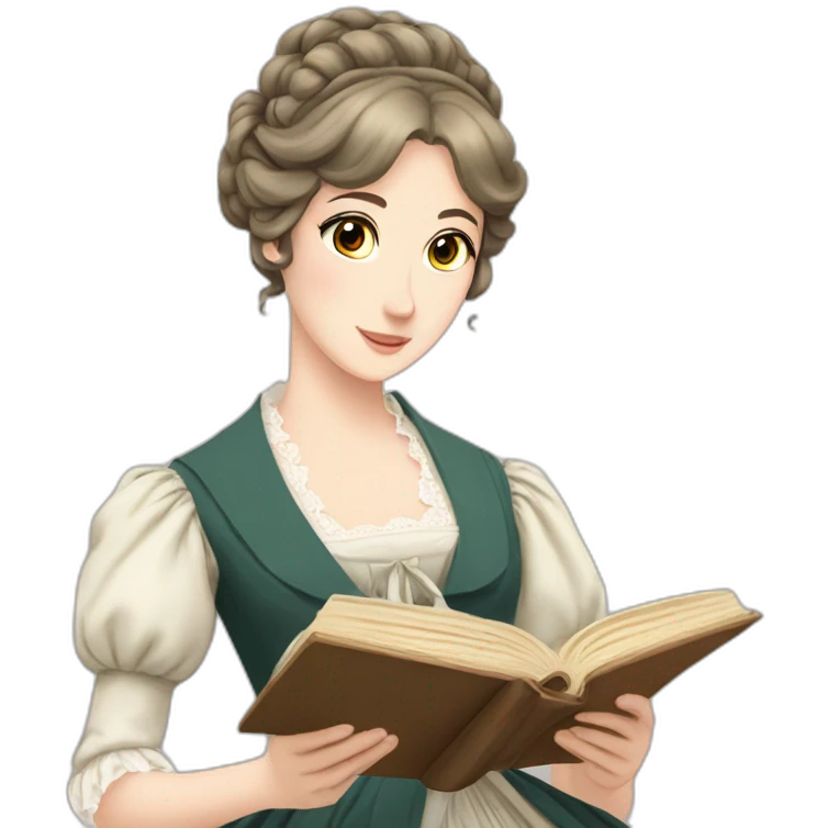 jane austen manga character reading emoji