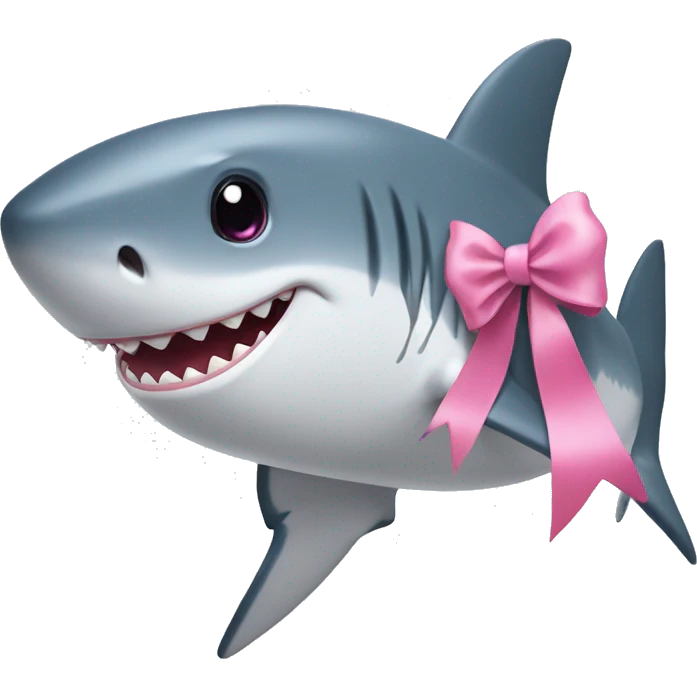Shark with cute pink bow emoji