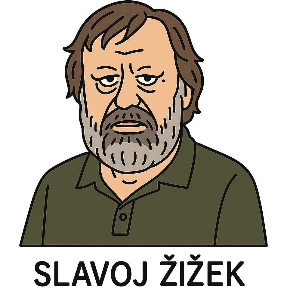 flat toon style portrait of Slavoj Žižek, no background emoji