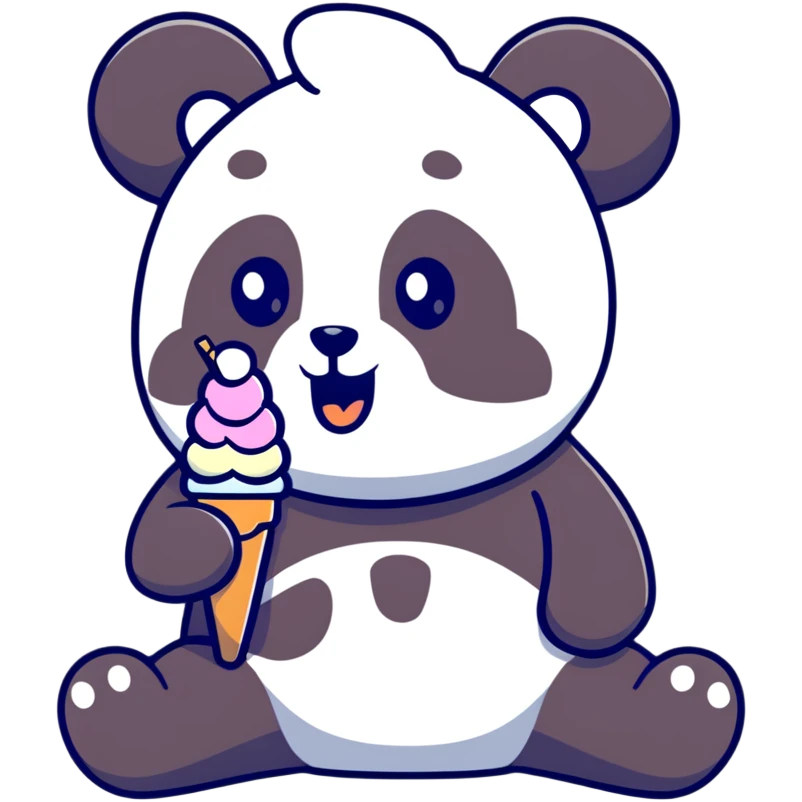 Panda eating ice cream emoji