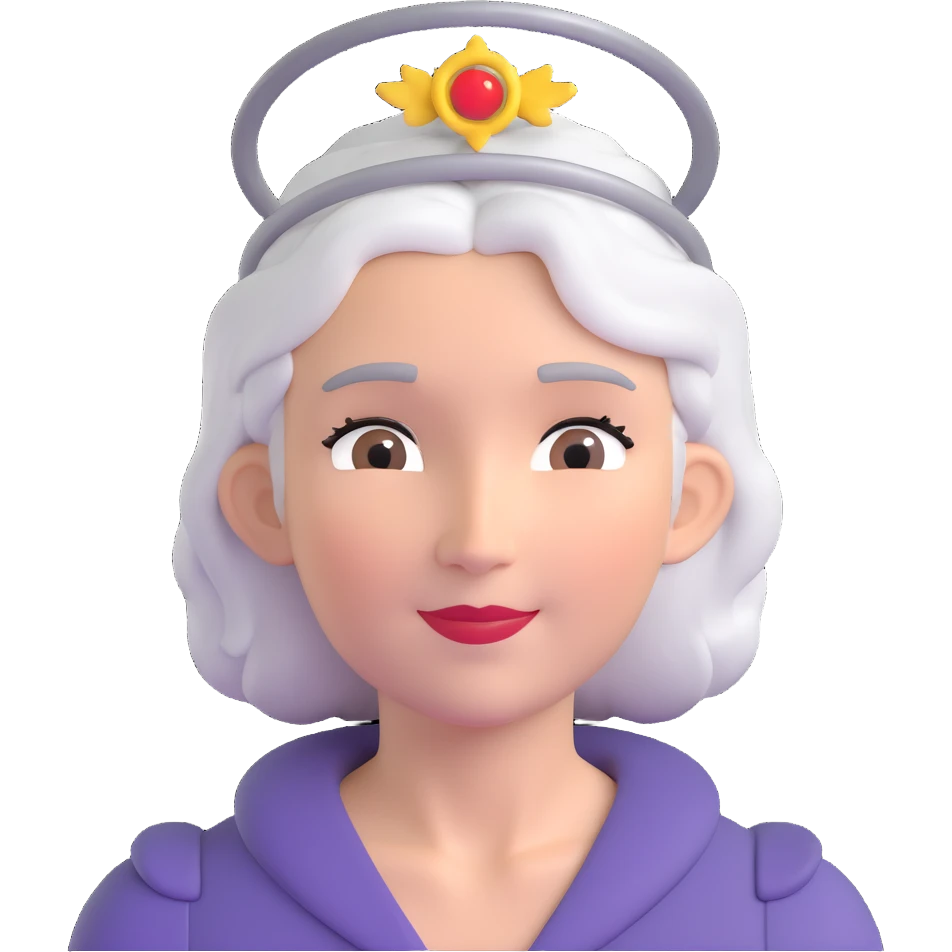 grey-haired woman with a halo emoji
