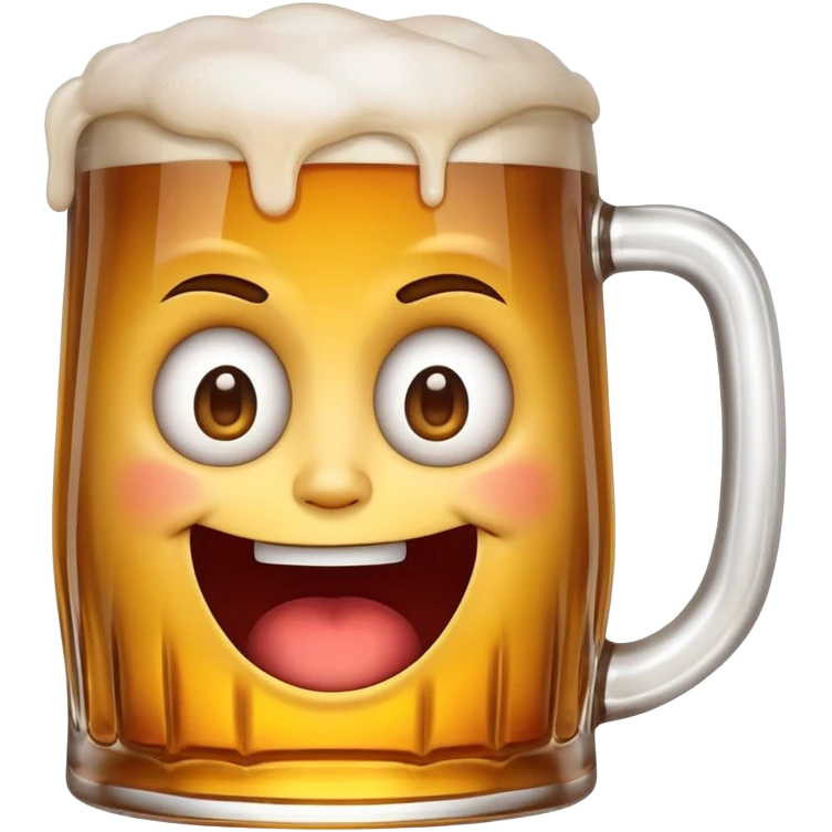 Make 5 beer mug emoji with a face. Emotions: joy, anger, hatred, bewilderment, laughter. emoji