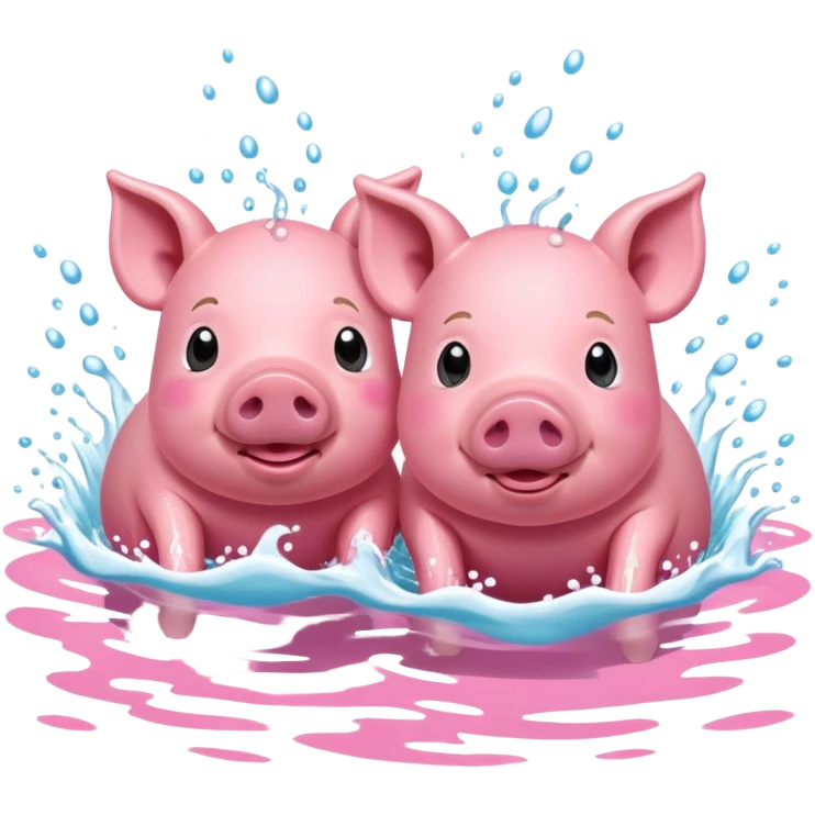 2 pigs swimming in the ocean emoji
