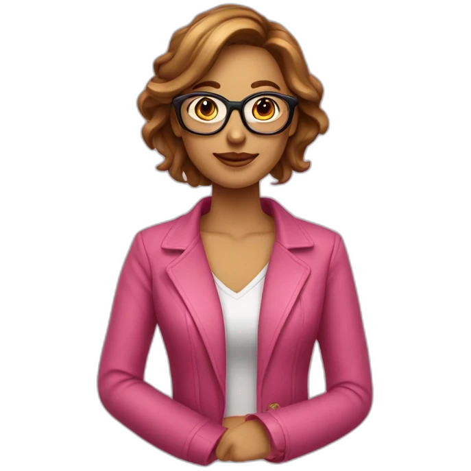 femme chatain a lunette rose doré emoji
