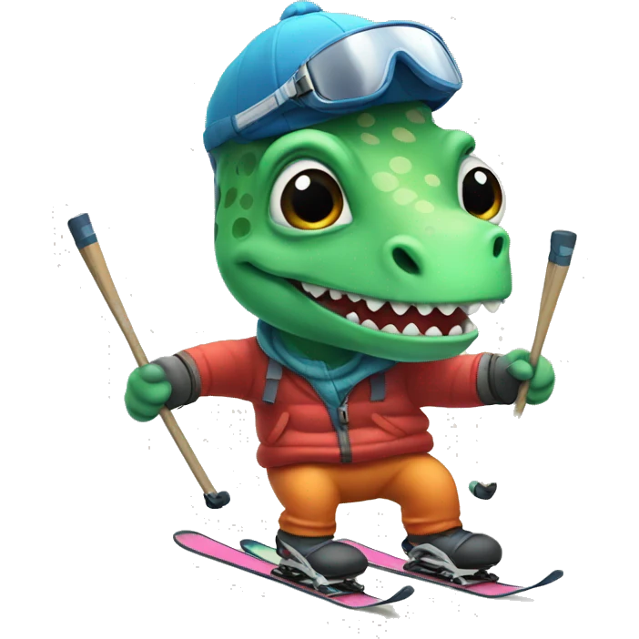 party dino skiing emoji