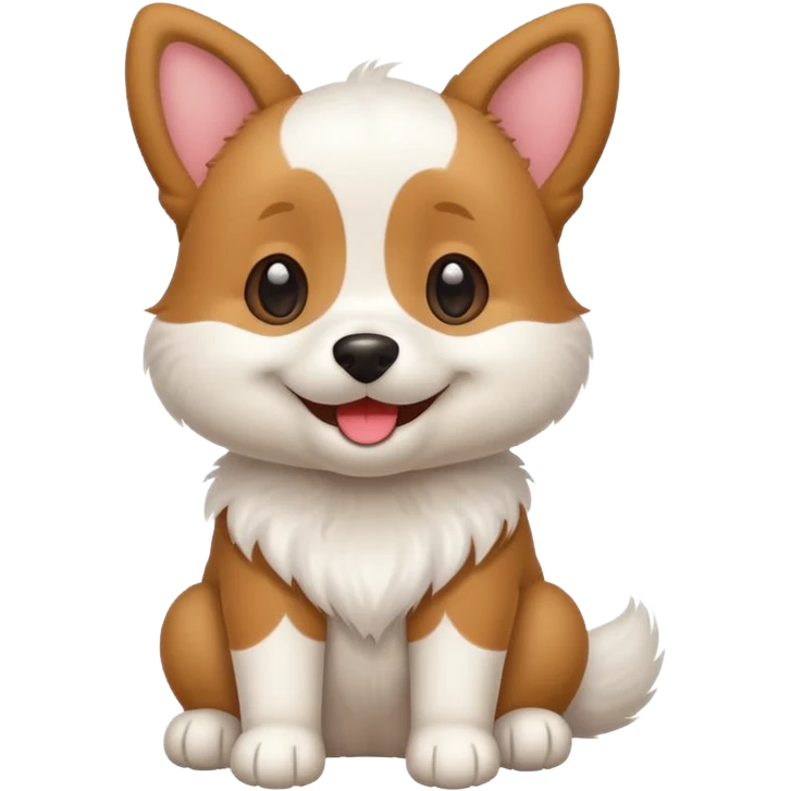 A cute cartoon dog, white fur, happy expression, sitting. emoji