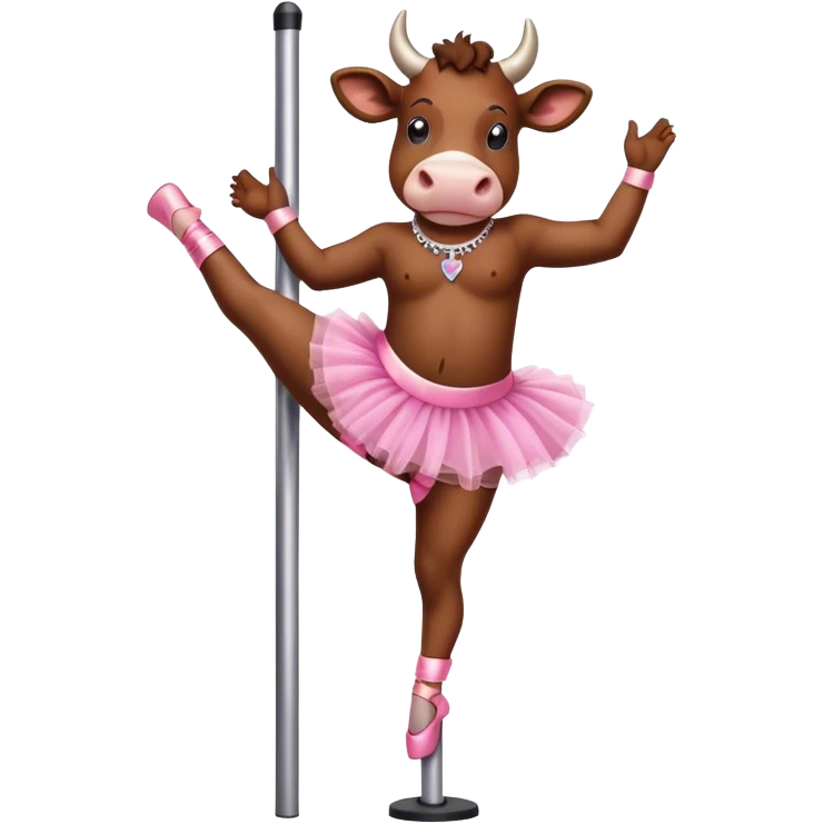 pole dancing cow in a pink tutu emoji