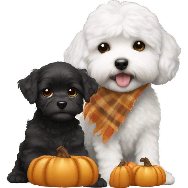 Black girl with a white maltipoo wishing a happy Thanksgiving  emoji