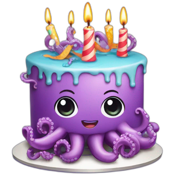 birthday cake with octopus emoji