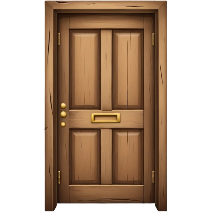 a wooden door that is wide open. The door frame is simple and matches the wood tone of the door. emoji