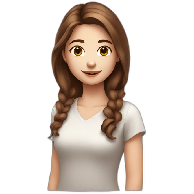 White cute girl with brown hair taking selfie emoji