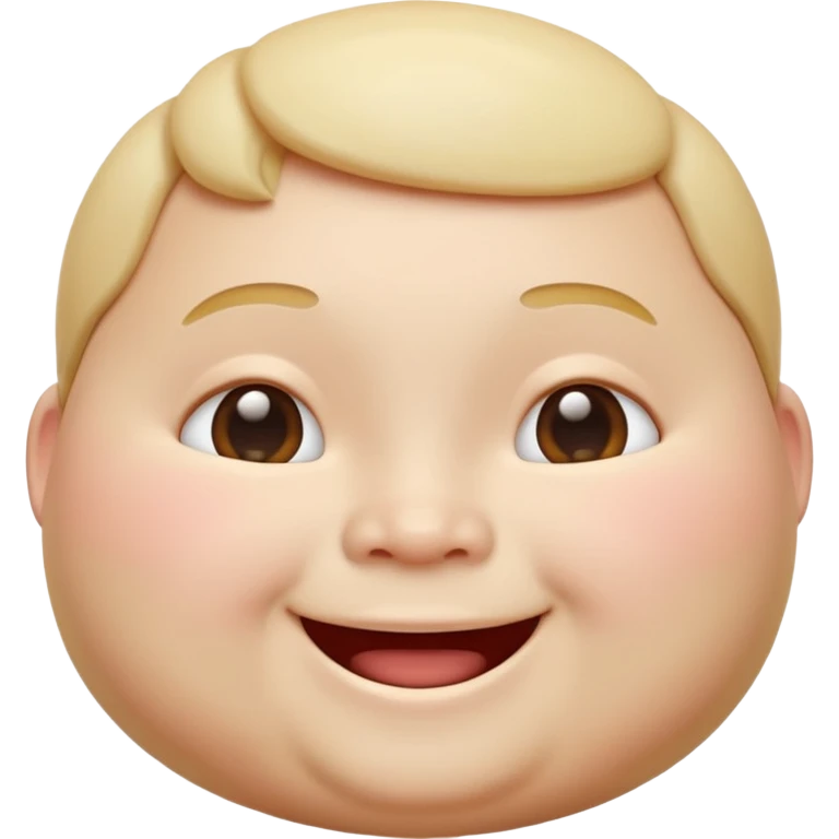 A 3D emoji in iOS emoji aesthetic style of a chubby person with round cheeks and a happy smile, soft and friendly expression, smooth glossy texture, minimal white background. emoji