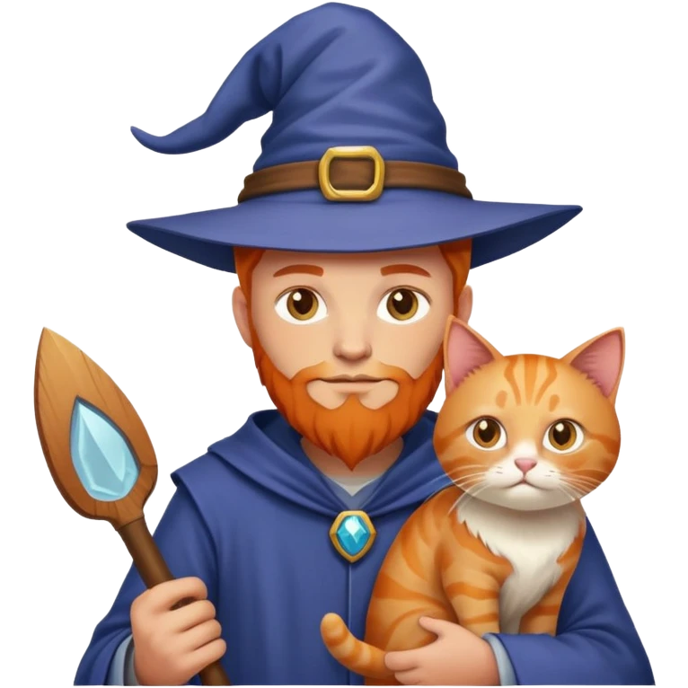 Дворник волшебник и его рыжий кот  emoji