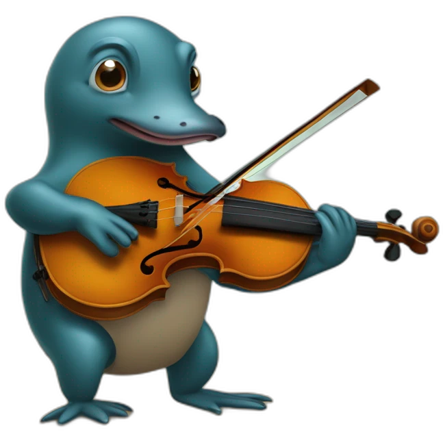 Platypus trying to playing violonchelo emoji