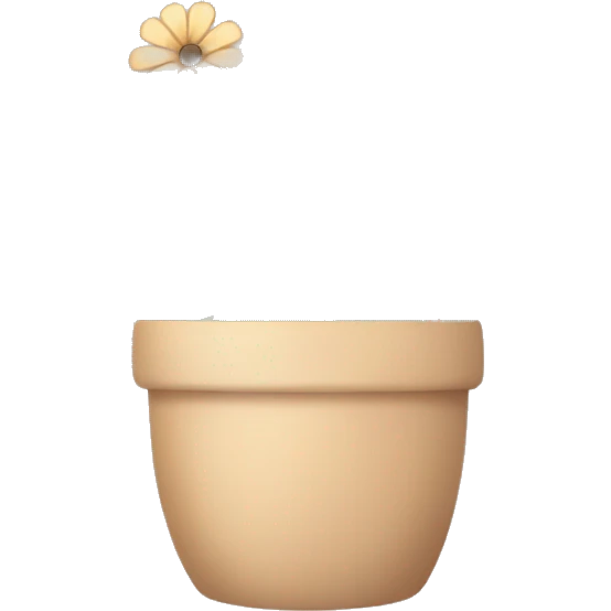 there is a pot in pastel brown flowers and a fern in it emoji