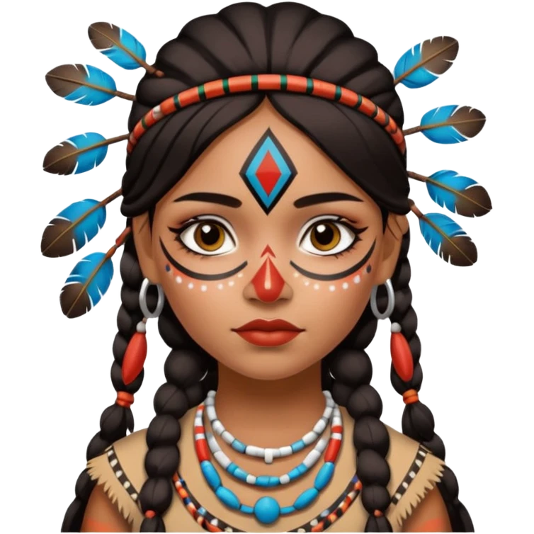Chica indígena con maquillaje tradicional de indígenas con puntos y rayas emoji