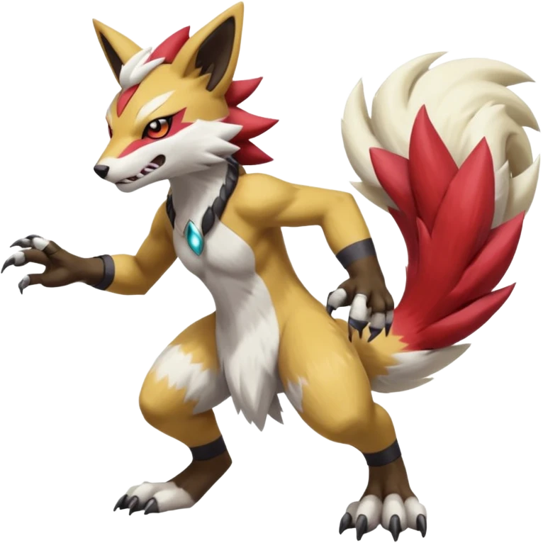 WereGarurumon-Obstagoon-Meloetta-Renamon-Zangoose-fusion-hybrid-creature (full body) emoji