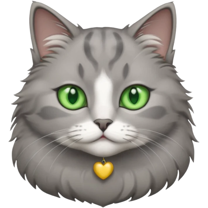 Grey cat with green eyes emoji