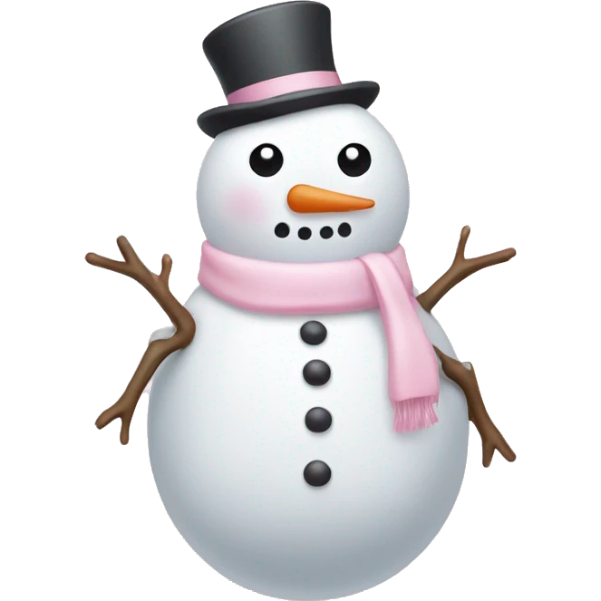 Cute white and light pink snowman emoji