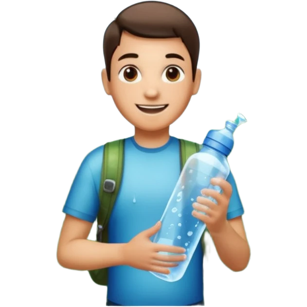 make a water bottle smile in a forests  emoji