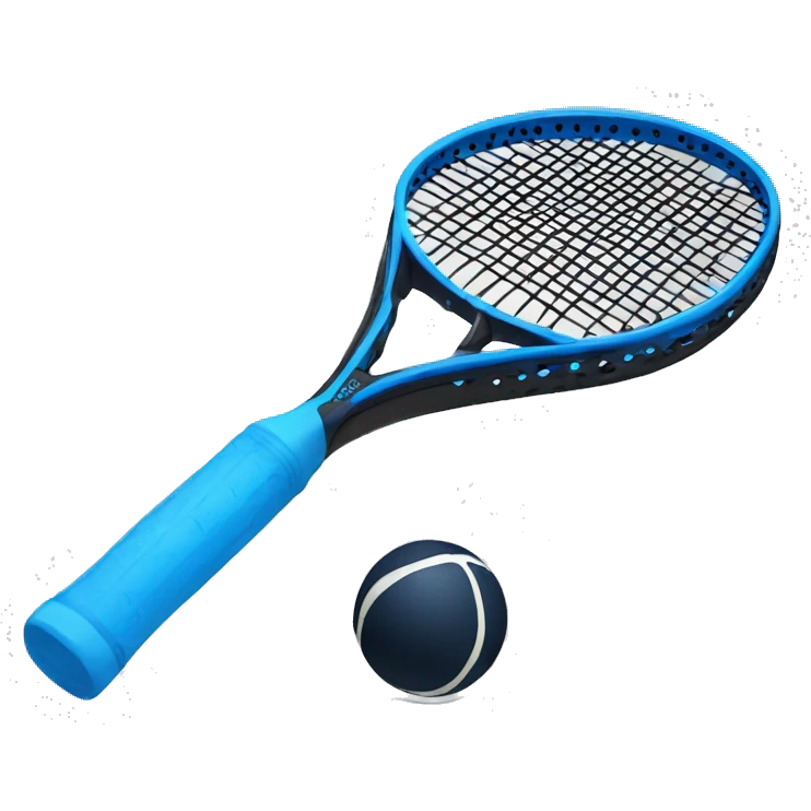 Blue racquet with blue handle an a small black ball emoji