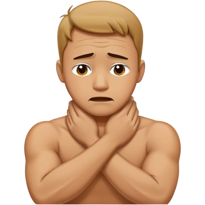 Arms crossed holding neck crying guy emoji