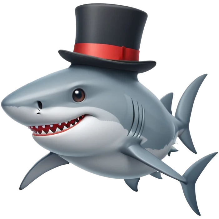 shark wearing a top hat emoji