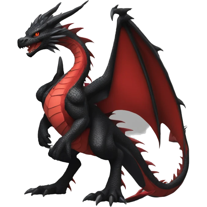 cool edgy black and red Dark-type nargacuga dragon Pokémon full body emoji