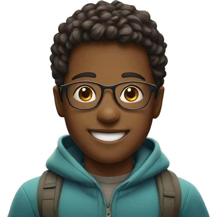 smiling boy with glasses outdoors emoji