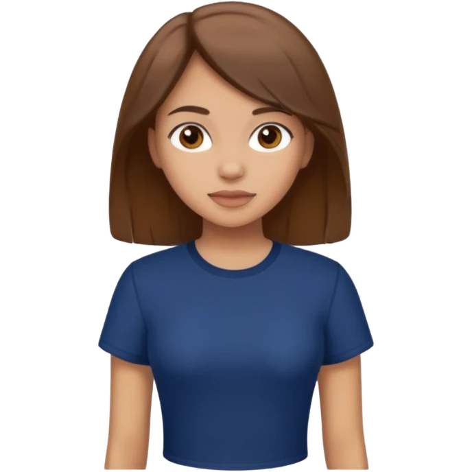light skin girl with brown hair wearing a navy top emoji