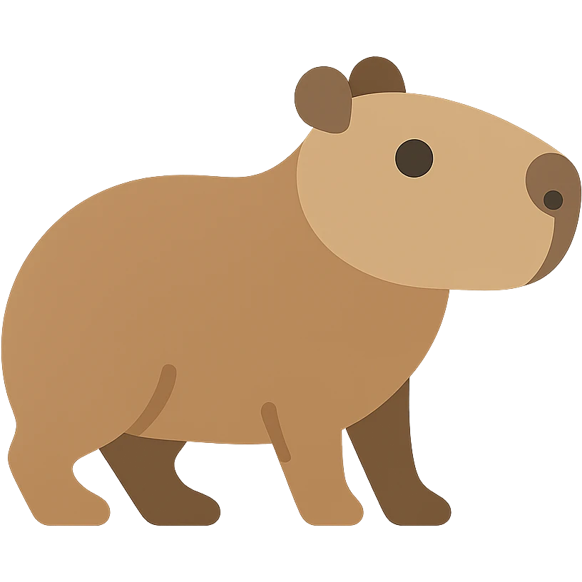 capybara, lineal color icon, gentle brown and beige, simple shapes emoji