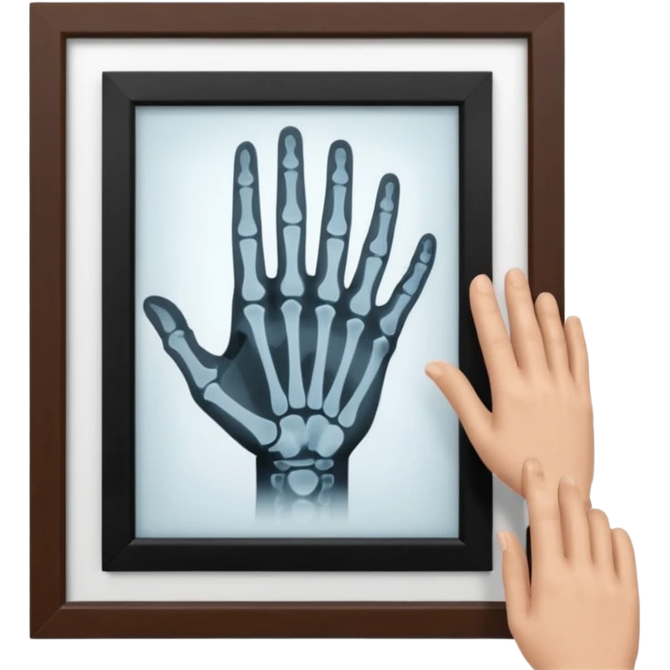 Radiografía de mano sostenida por un hombre con bata blanca  piel clara cabello café obscuro emoji