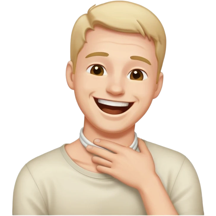 Man holding neck while laughing emoji
