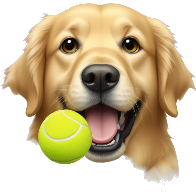 Golden retriever with a tennis ball in its mouth emoji